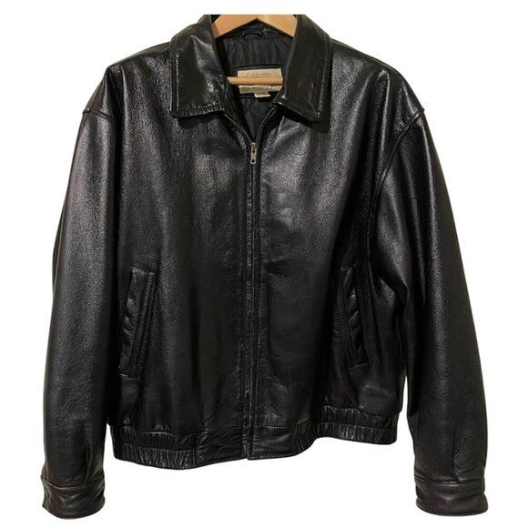 Vintage St. John's Bay Genuine Leather Men's Bomber Jacket Quilted Size XL - Picture 1 of 14